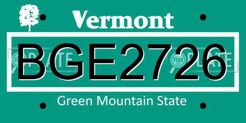 BGE2726 Vermont License Plate