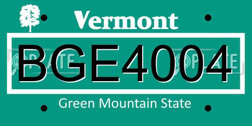 BGE4004 Vermont License Plate