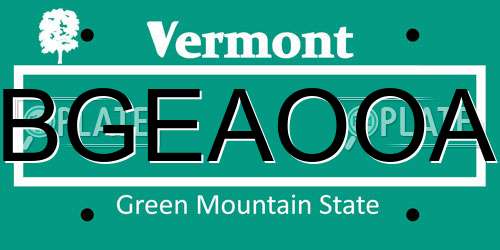 BGEAOOA Vermont License Plate