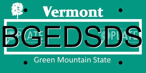 BGEDSDS Vermont License Plate