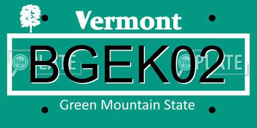 BGEK02 Vermont License Plate