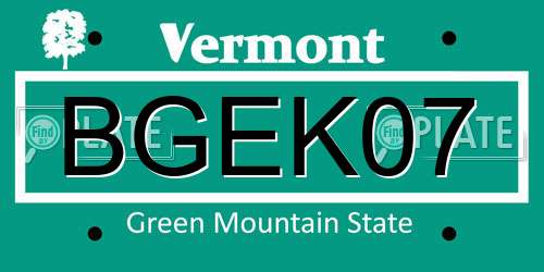 BGEK07 Vermont License Plate