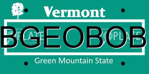 BGEOBOB Vermont License Plate