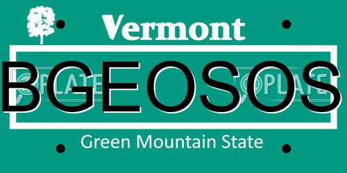 BGEOSOS Vermont License Plate