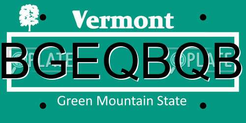 BGEQBQB Vermont License Plate