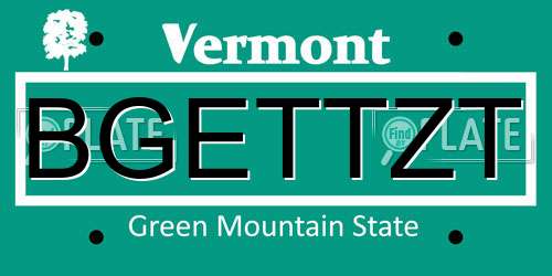BGETTZT Vermont License Plate