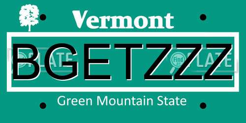 BGETZZZ Vermont License Plate