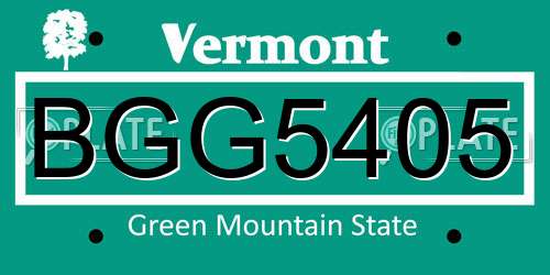 BGG5405 Vermont License Plate