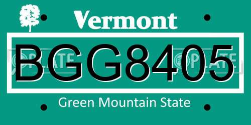 BGG8405 Vermont License Plate