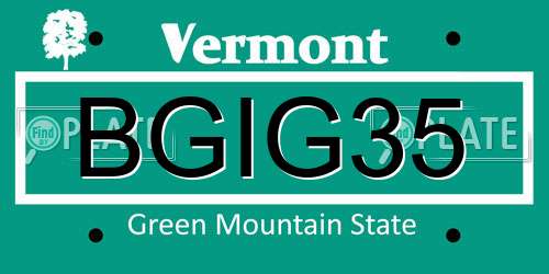 BGIG35 Vermont License Plate