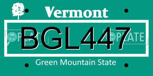BGL447 Vermont License Plate