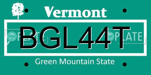 BGL44T Vermont License Plate