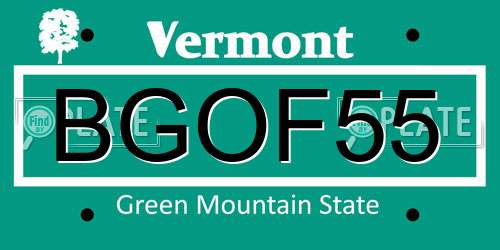 BGOF55 Vermont License Plate