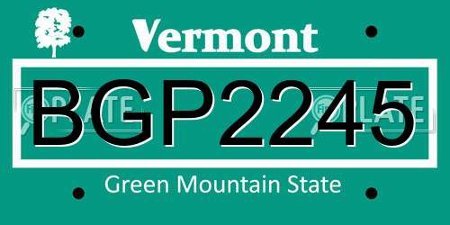 BGP2245 Vermont License Plate