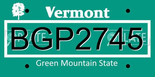 BGP2745 Vermont License Plate