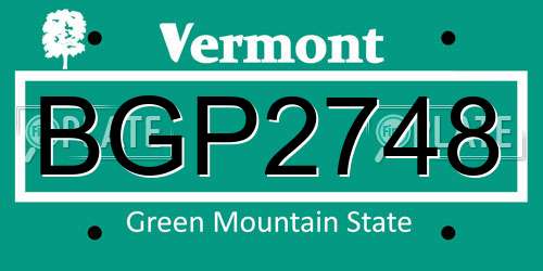 BGP2748 Vermont License Plate