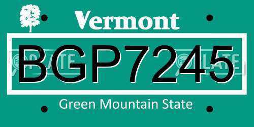 BGP7245 Vermont License Plate