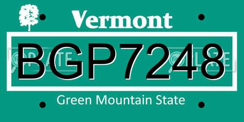 BGP7248 Vermont License Plate