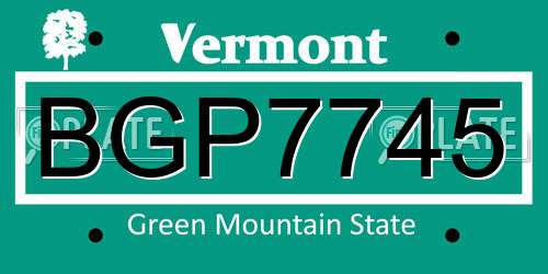 BGP7745 Vermont License Plate
