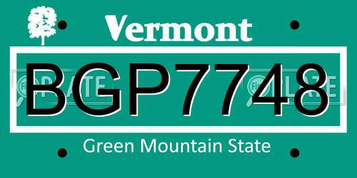 BGP7748 Vermont License Plate