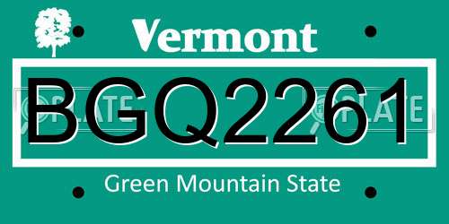 BGQ2261 Vermont License Plate