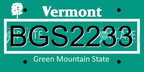 BGS2233 Vermont License Plate