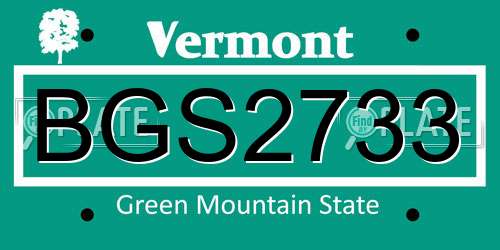 BGS2733 Vermont License Plate