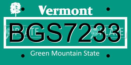 BGS7233 Vermont License Plate