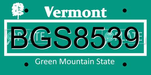 BGS8539 Vermont License Plate