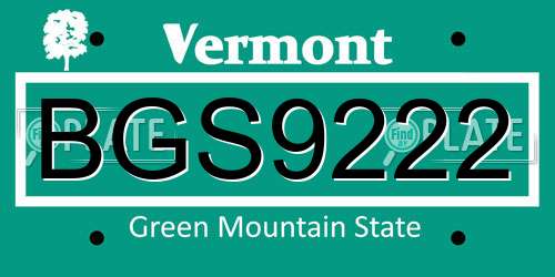 BGS9222 Vermont License Plate