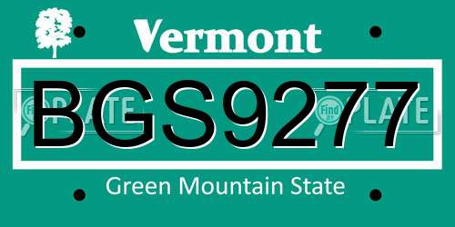 BGS9277 Vermont License Plate