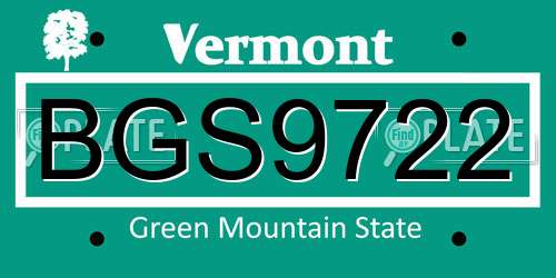 BGS9722 Vermont License Plate