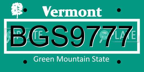 BGS9777 Vermont License Plate