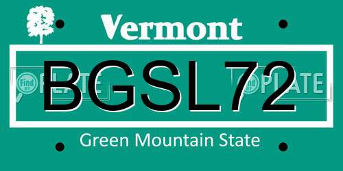 BGSL72 Vermont License Plate