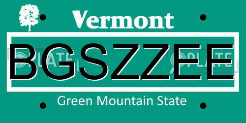 BGSZZEE Vermont License Plate