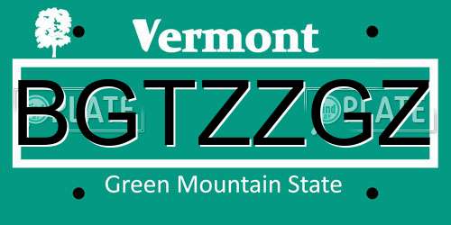 BGTZZGZ Vermont License Plate