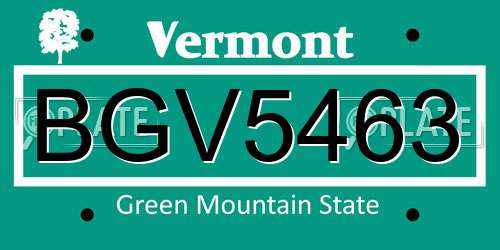 BGV5463 Vermont License Plate