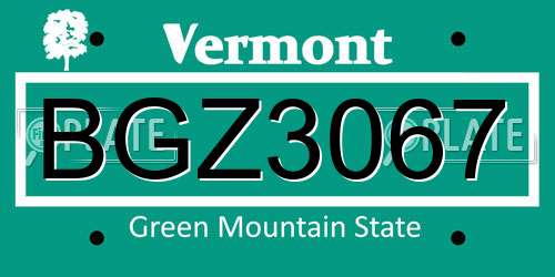 BGZ3067 Vermont License Plate