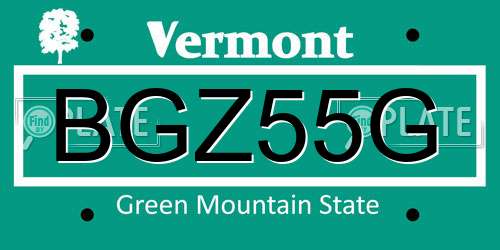 BGZ55G Vermont License Plate