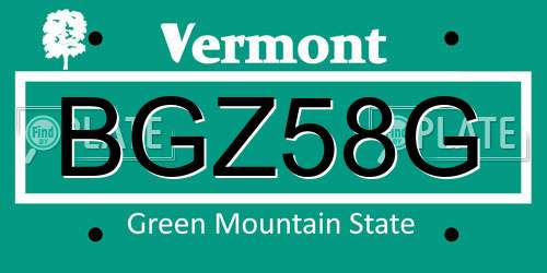 BGZ58G Vermont License Plate