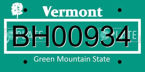 BH00934 Vermont License Plate