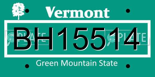 BH15514 Vermont License Plate