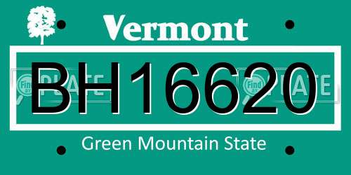 BH16620 Vermont License Plate