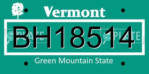 BH18514 Vermont License Plate