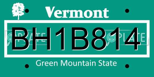 BH1B814 Vermont License Plate