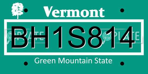 BH1S814 Vermont License Plate