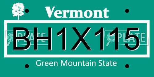 BH1X115 Vermont License Plate