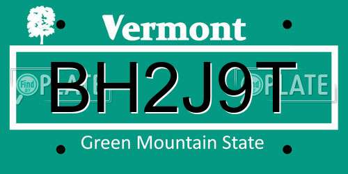 BH2J9T Vermont License Plate