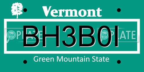 BH3B0I Vermont License Plate
