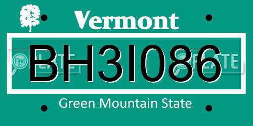 BH3I086 Vermont License Plate